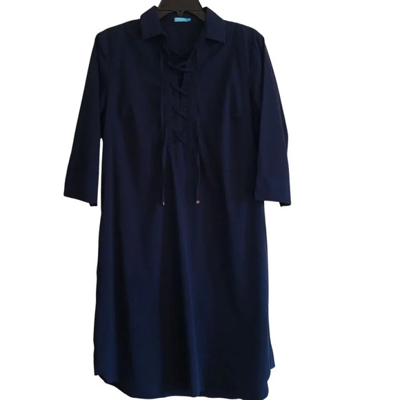 J McLaughlin Lightweight Cotton Pull Over Navy Dress Tunic L - Picture 1 of 3
